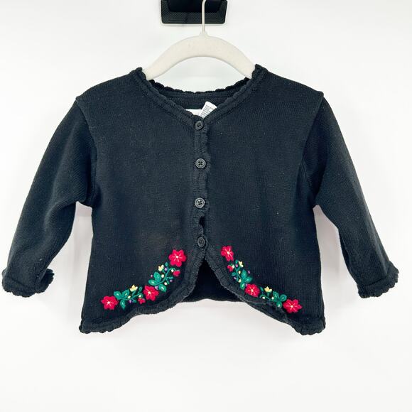 Gymboree Baby Girls Vintage 1998 Embroidered Floral Knit Cardigan Sweater 12-18M - Picture 1 of 5